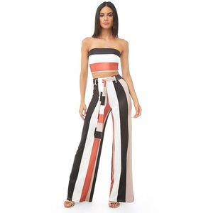 Orange and black Two-piece Flair Pant Set